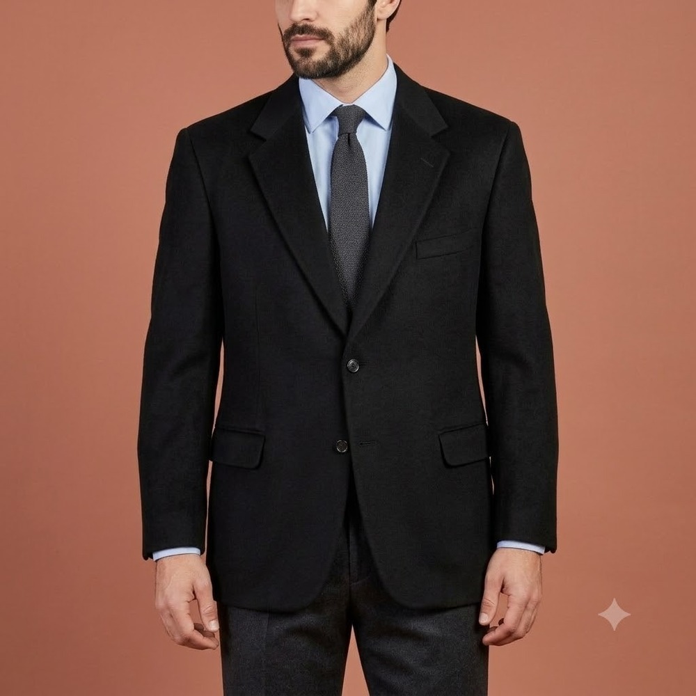 Evan Picone Camel Hair Blazer Mens Charcoal Tailored Sport Coat